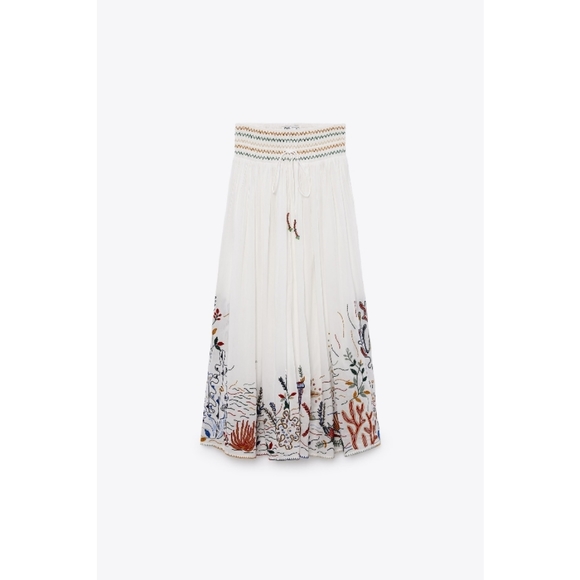 Zara Skirts Zara Long Embroidery Skirt Poshmark